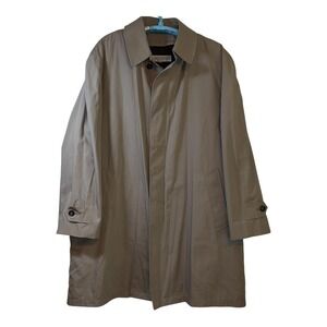 London Fog Mens Trench Coat Overcoat Classic Removeable Liner Tan Button Close L